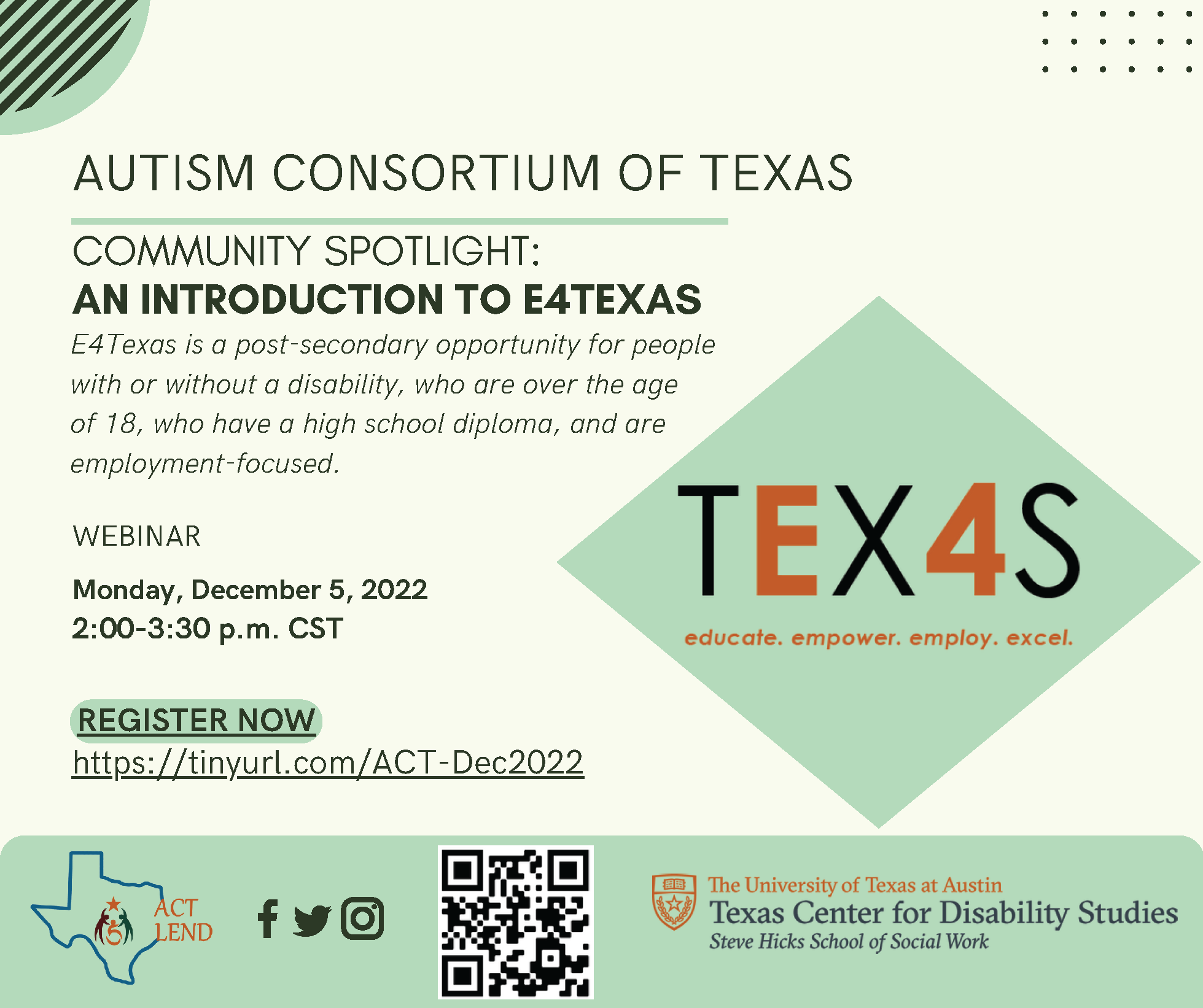 Autism Consortium of Texas December Meeting to be held on Monday, December 5, 2022 at 2:00PM