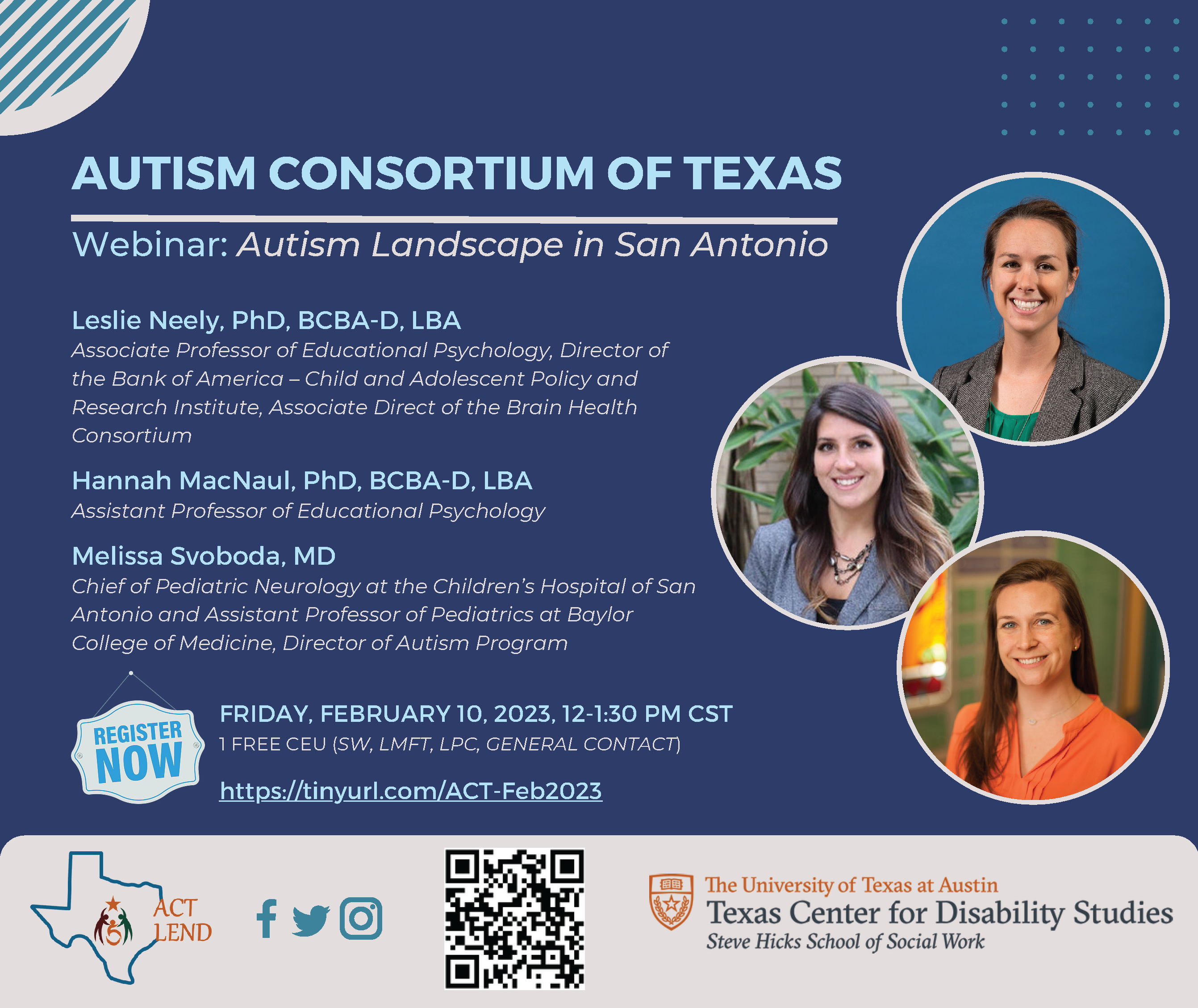 Autism Consrtium of Texas February Webinar on the Autism Landscape in San Antonio to take place on Friday, February 10, 2023, from 12-1:30PM CST