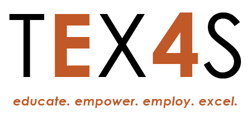 E4Texas Logo with Educate. Empower. Employ. Excel. below. 