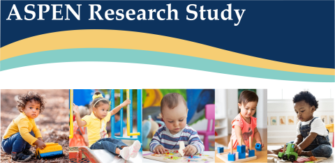ASPEN Research Study Banner featuring five different children playing with toys.