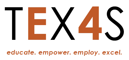 E4Texas Logo with Educate. Empower. Employ. Excel. below.