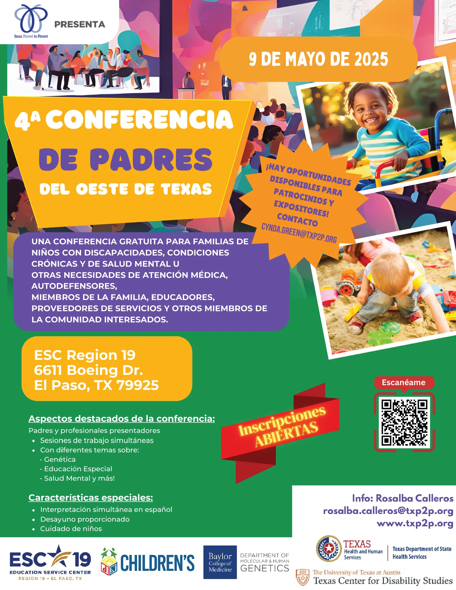 flyer en espanol. codigo QR en la parte abajo a la derecha