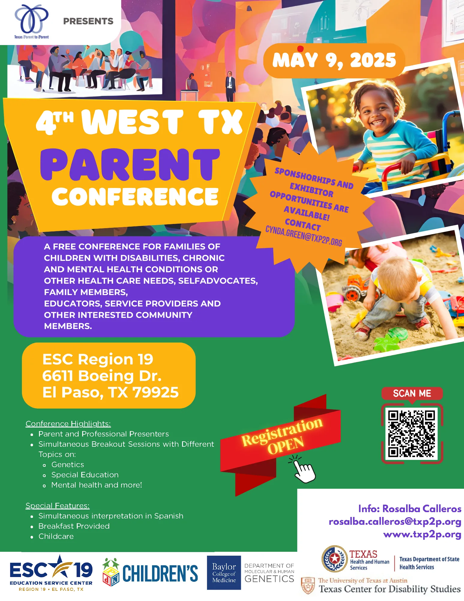 Conference poster with QR code in bottom right corner