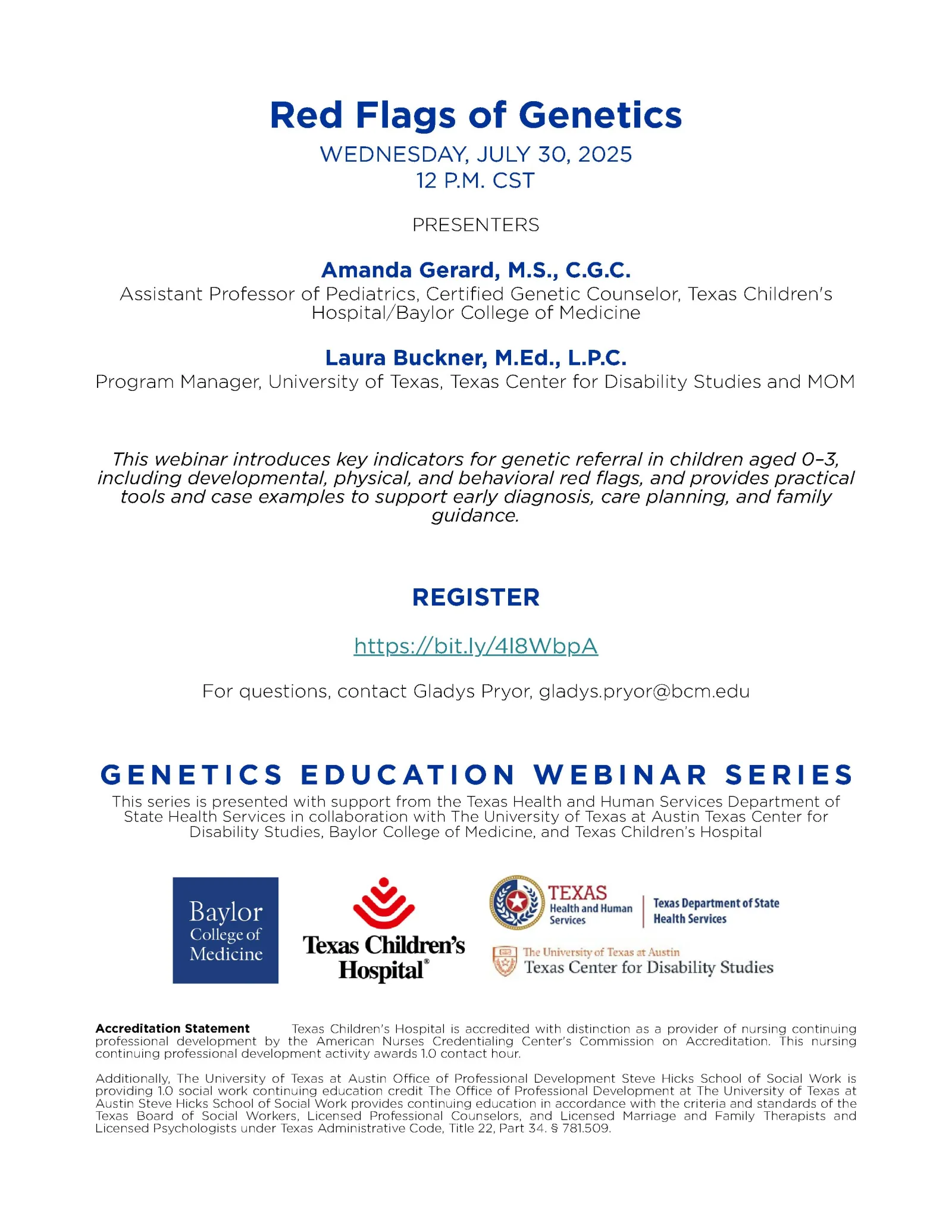 July 30th Genetics Flyer