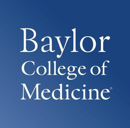 Baylor college of medicine logo with blue background and white text