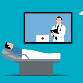 Telehealth appointment with a patient talking to doctor over a video call