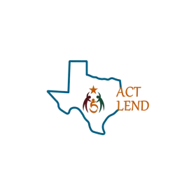 act lend logo; three people inside the state lines of texas. all holding a star.
