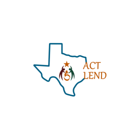 act lend logo; three people inside the state lines of texas. all holding a star.