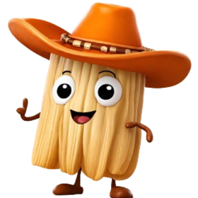 anthropromorphic tamal named Tomas; wearing a cowbot hat