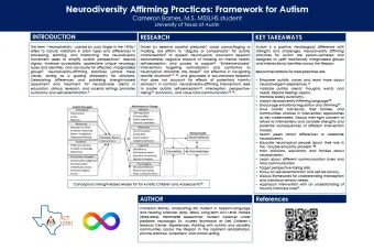 Poster for Neurodiversity Affirming Practices: Framework for Autism