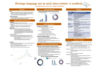 Poster for Heritage language use in early intervention: A synthesis