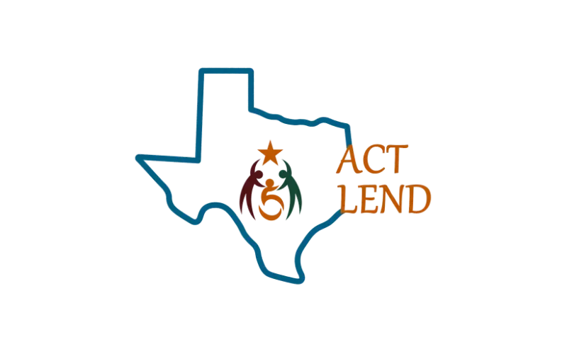 act lend logo; three people inside the state lines of texas. all holding a star.