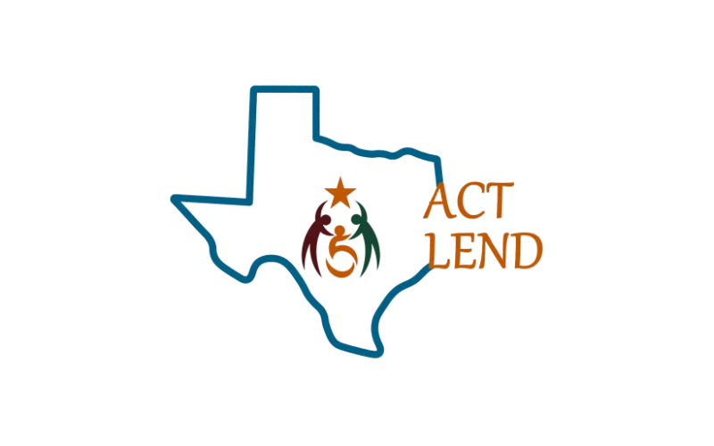 act lend logo; three people inside the state lines of texas. all holding a star.